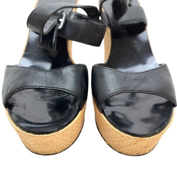 J Crew Womens Open Toe Black Wedge Platform Sandals Shoes Heels Slingback sz 6 - Picture 6 of 16